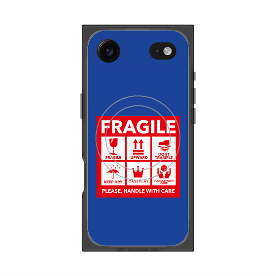 プレミアムスクエアケース with MagSafe［ FRAGILE Sticker - Blue ］