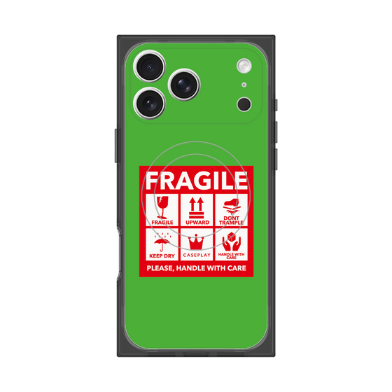 プレミアムスクエアケース with MagSafe［ FRAGILE Sticker - Green ］