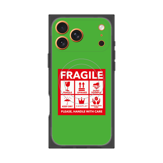 プレミアムスクエアケース with MagSafe［ FRAGILE Sticker - Green ］