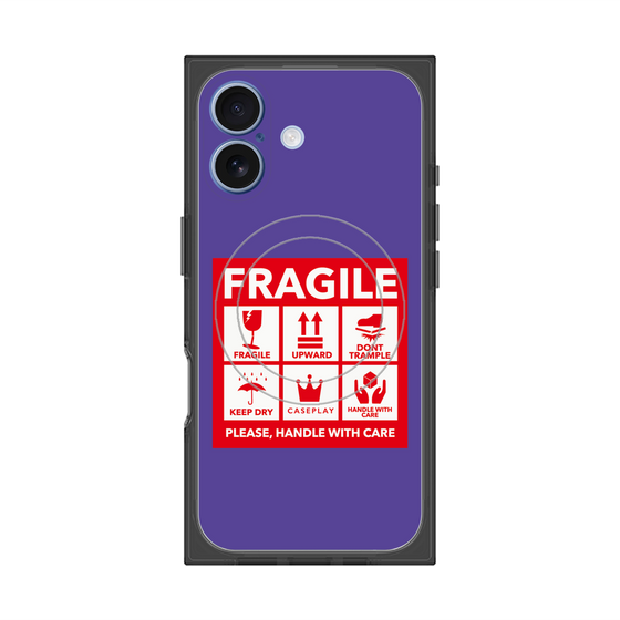 プレミアムスクエアケース with MagSafe［ FRAGILE Sticker - Purple ］