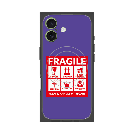 プレミアムスクエアケース with MagSafe［ FRAGILE Sticker - Purple ］