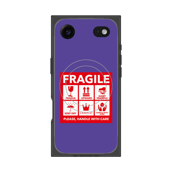 プレミアムスクエアケース with MagSafe［ FRAGILE Sticker - Purple ］
