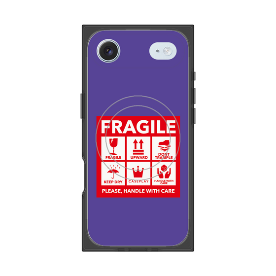 プレミアムスクエアケース with MagSafe［ FRAGILE Sticker - Purple ］