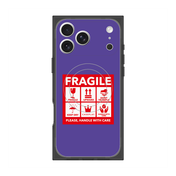 プレミアムスクエアケース with MagSafe［ FRAGILE Sticker - Purple ］