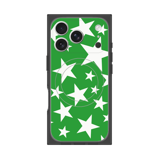 プレミアムスクエアケース with MagSafe［ Stars - Green ］