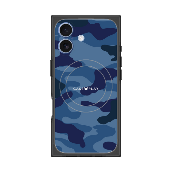 プレミアムスクエアケース with MagSafe［ Camouflage - Blue ］