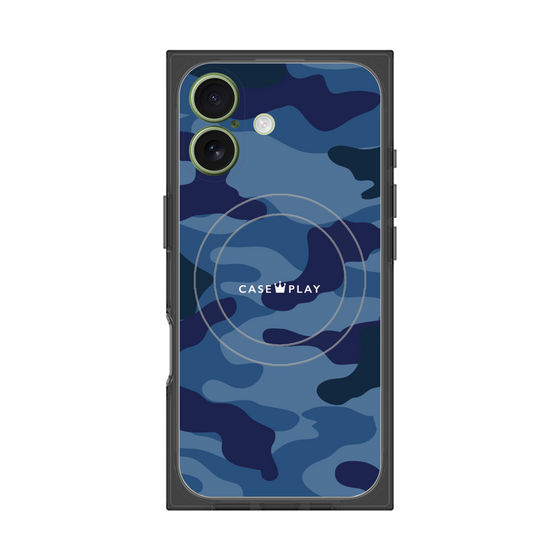 プレミアムスクエアケース with MagSafe［ Camouflage - Blue ］