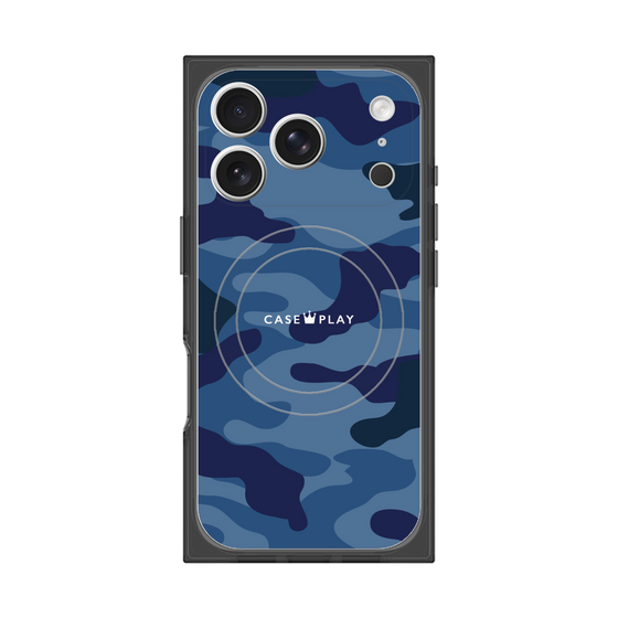 プレミアムスクエアケース with MagSafe［ Camouflage - Blue ］