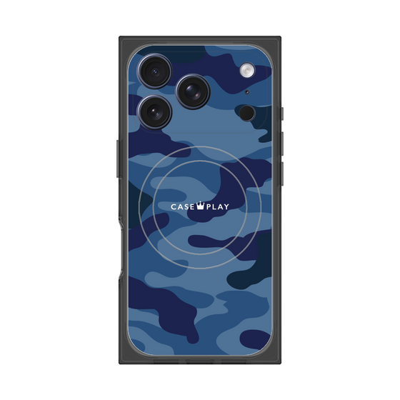 プレミアムスクエアケース with MagSafe［ Camouflage - Blue ］