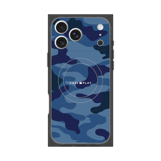 プレミアムスクエアケース with MagSafe［ Camouflage - Blue ］