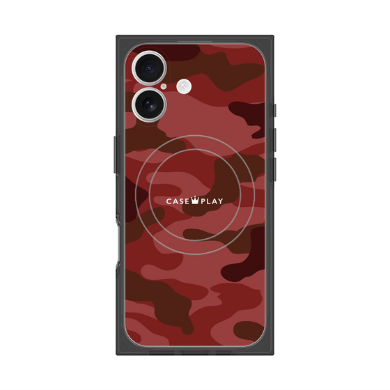プレミアムスクエアケース with MagSafe［ Camouflage - Red ］