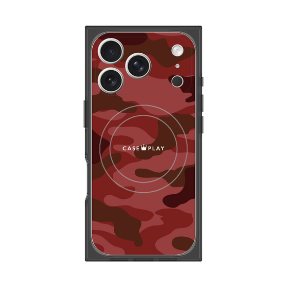 プレミアムスクエアケース with MagSafe［ Camouflage - Red ］
