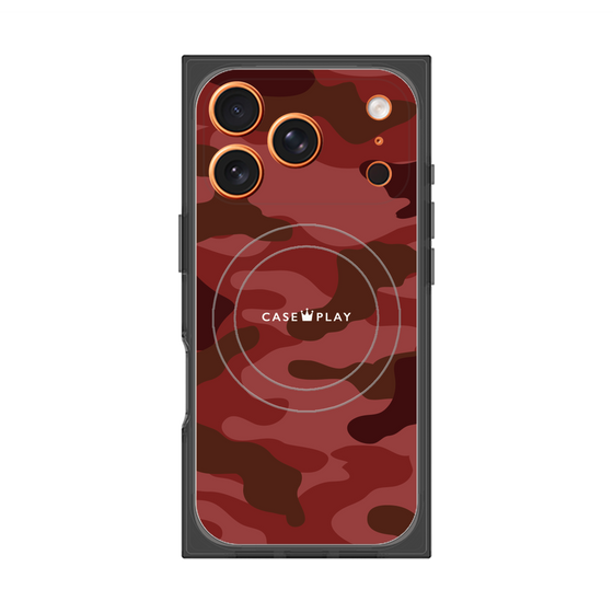 プレミアムスクエアケース with MagSafe［ Camouflage - Red ］