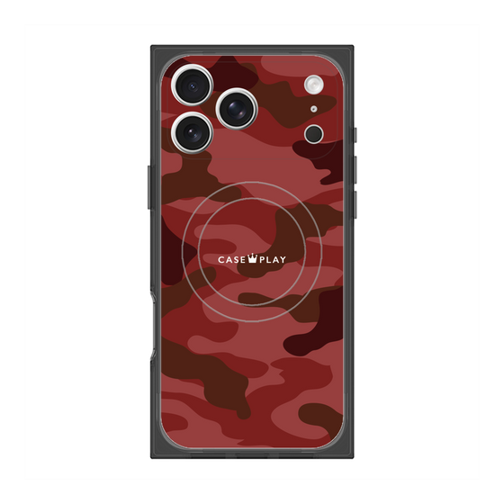 プレミアムスクエアケース with MagSafe［ Camouflage - Red ］