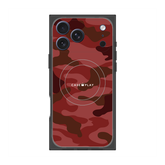 プレミアムスクエアケース with MagSafe［ Camouflage - Red ］