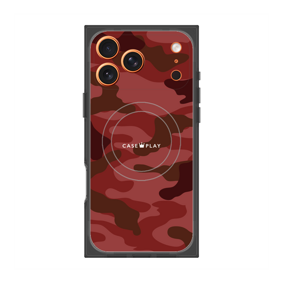 プレミアムスクエアケース with MagSafe［ Camouflage - Red ］