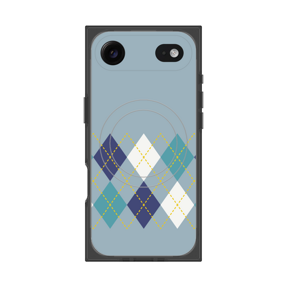 プレミアムスクエアケース with MagSafe［ Nordic Argyle - Blue ］