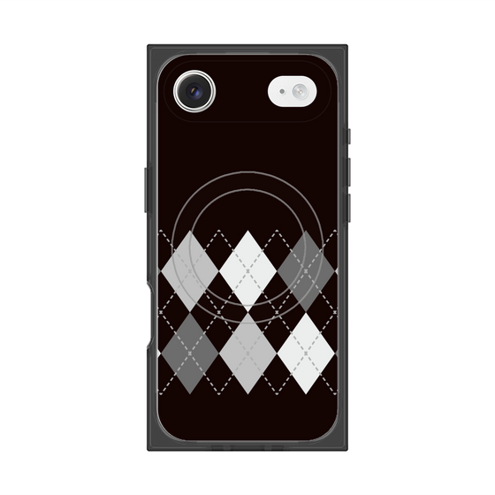 プレミアムスクエアケース with MagSafe［ Nordic Argyle - Black ］