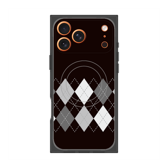 プレミアムスクエアケース with MagSafe［ Nordic Argyle - Black ］