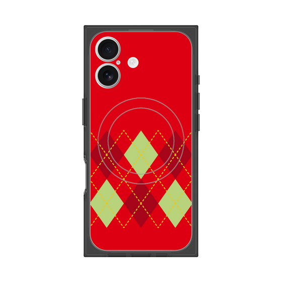 プレミアムスクエアケース with MagSafe［ Nordic Argyle - Red ］