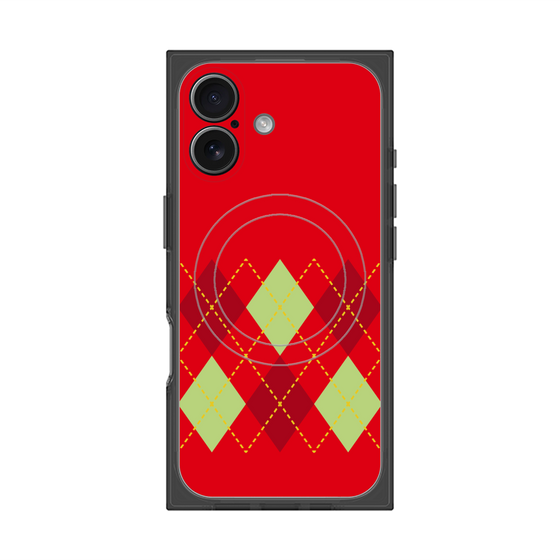 プレミアムスクエアケース with MagSafe［ Nordic Argyle - Red ］