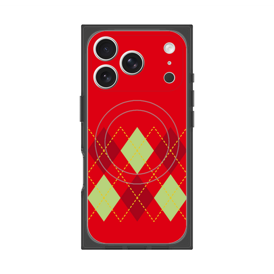 プレミアムスクエアケース with MagSafe［ Nordic Argyle - Red ］