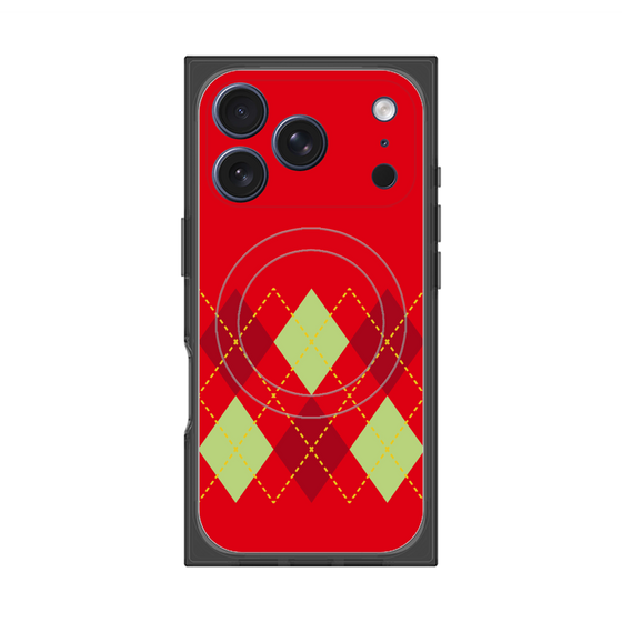 プレミアムスクエアケース with MagSafe［ Nordic Argyle - Red ］