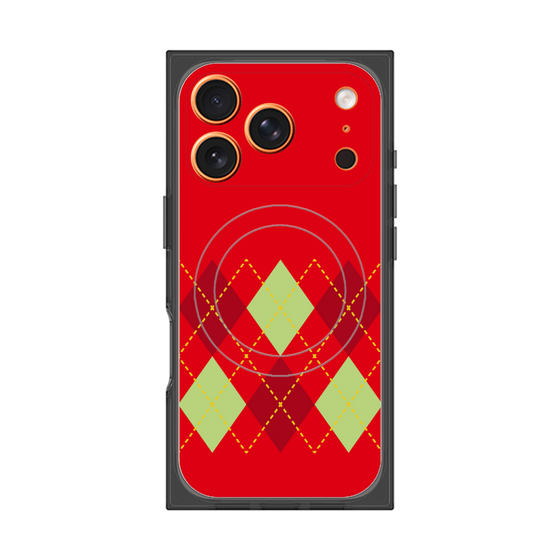 プレミアムスクエアケース with MagSafe［ Nordic Argyle - Red ］