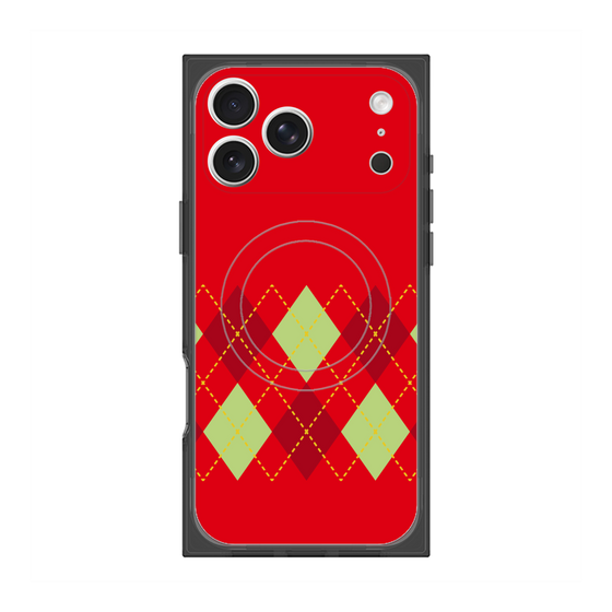 プレミアムスクエアケース with MagSafe［ Nordic Argyle - Red ］