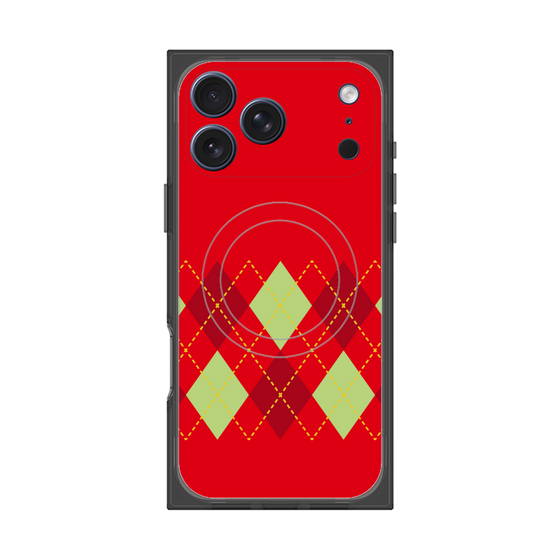 プレミアムスクエアケース with MagSafe［ Nordic Argyle - Red ］