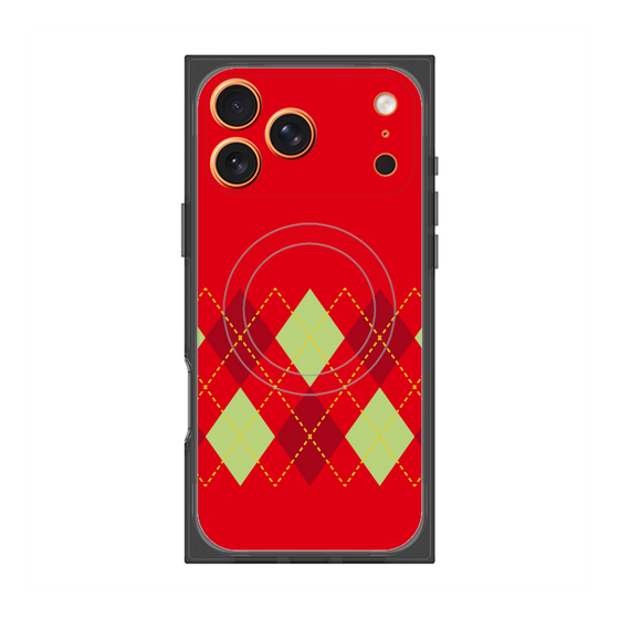 プレミアムスクエアケース with MagSafe［ Nordic Argyle - Red ］
