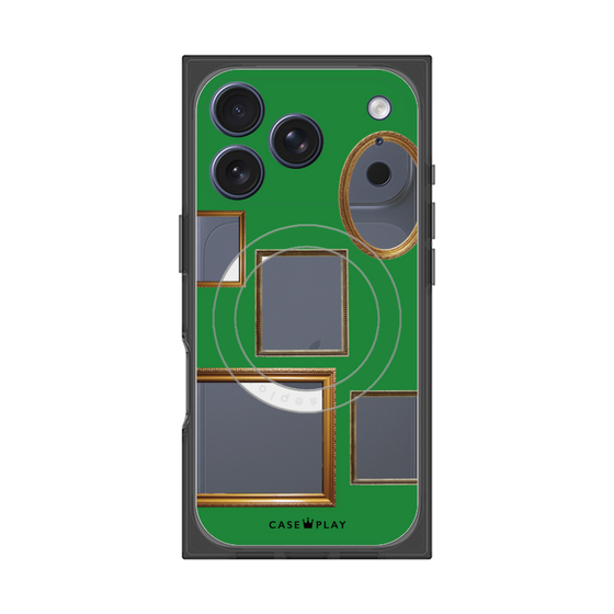 プレミアムスクエアケース with MagSafe［ Photo Frames - Green ］