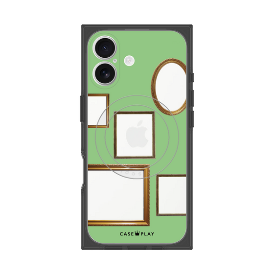 プレミアムスクエアケース with MagSafe［ Photo Frames - Light Green ］