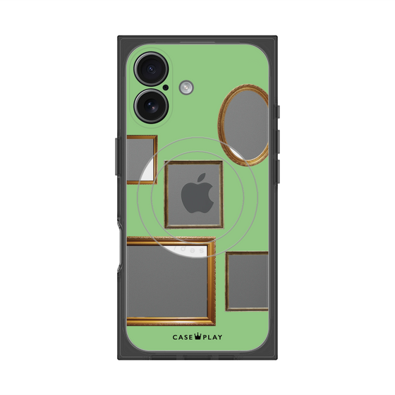 プレミアムスクエアケース with MagSafe［ Photo Frames - Light Green ］