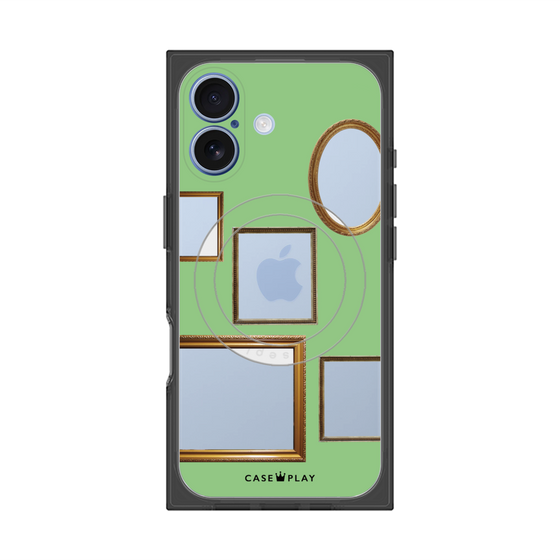 プレミアムスクエアケース with MagSafe［ Photo Frames - Light Green ］