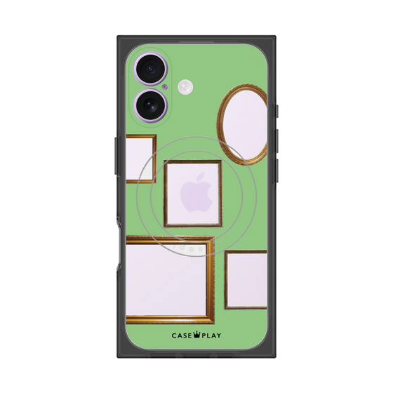 プレミアムスクエアケース with MagSafe［ Photo Frames - Light Green ］