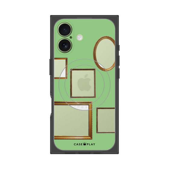 プレミアムスクエアケース with MagSafe［ Photo Frames - Light Green ］