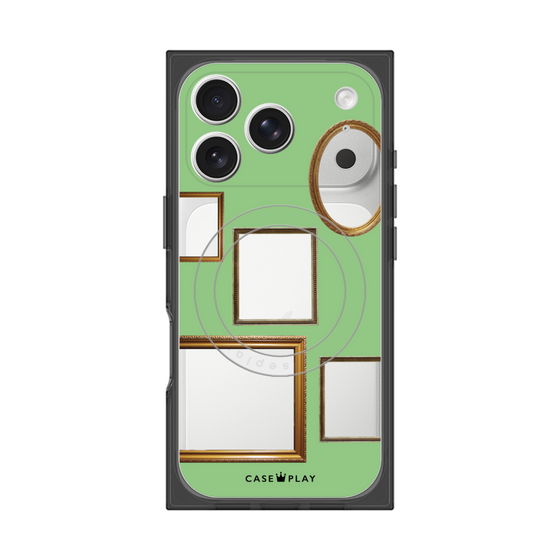プレミアムスクエアケース with MagSafe［ Photo Frames - Light Green ］