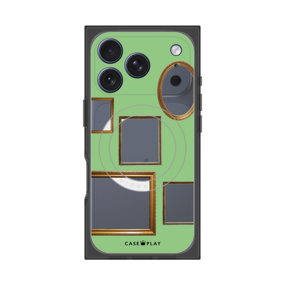 プレミアムスクエアケース with MagSafe［ Photo Frames - Light Green ］