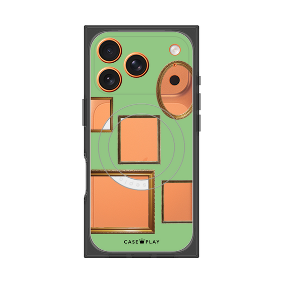 プレミアムスクエアケース with MagSafe［ Photo Frames - Light Green ］