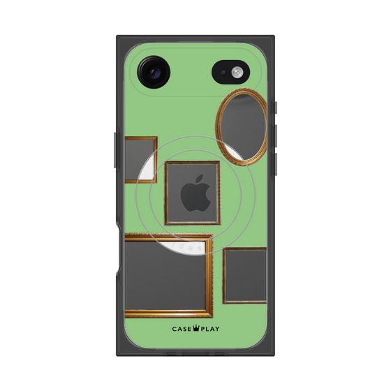 プレミアムスクエアケース with MagSafe［ Photo Frames - Light Green ］