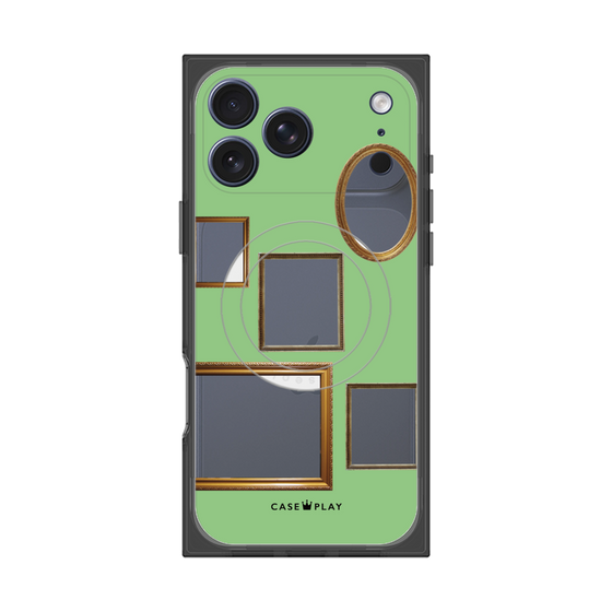 プレミアムスクエアケース with MagSafe［ Photo Frames - Light Green ］