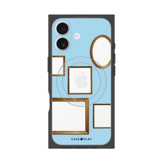 プレミアムスクエアケース with MagSafe［ Photo Frames - Light Blue ］