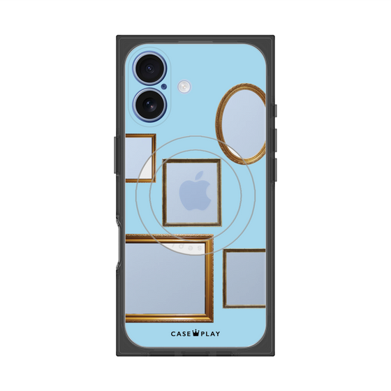 プレミアムスクエアケース with MagSafe［ Photo Frames - Light Blue ］