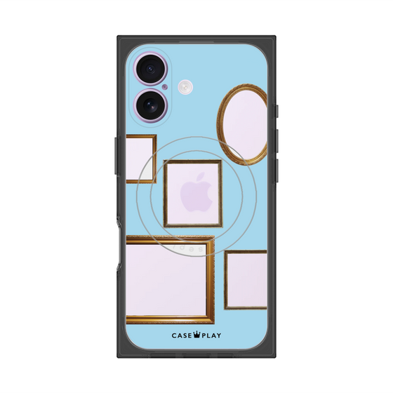 プレミアムスクエアケース with MagSafe［ Photo Frames - Light Blue ］