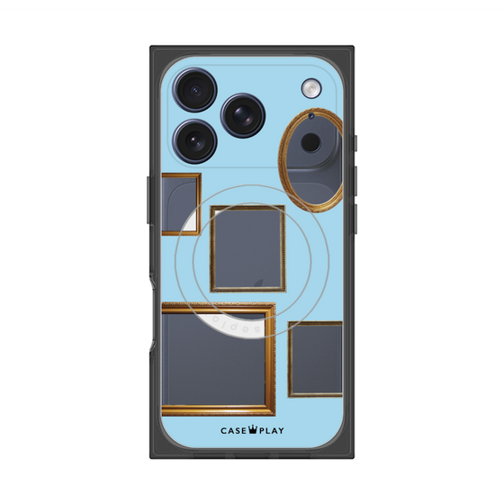 プレミアムスクエアケース with MagSafe［ Photo Frames - Light Blue ］