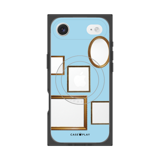 プレミアムスクエアケース with MagSafe［ Photo Frames - Light Blue ］