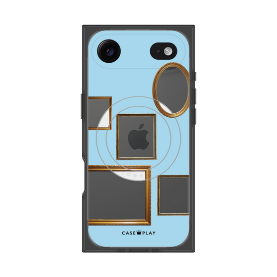 プレミアムスクエアケース with MagSafe［ Photo Frames - Light Blue ］