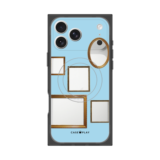 プレミアムスクエアケース with MagSafe［ Photo Frames - Light Blue ］
