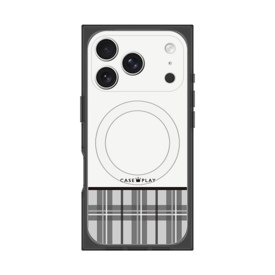 プレミアムスクエアケース with MagSafe［ CASEPLAY Tartan Check - Gray ］